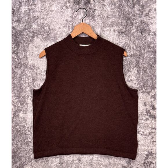 St John Top Large Womens Santana Knit Brown Sweater Tank Shell Mock - Picture 1 of 7